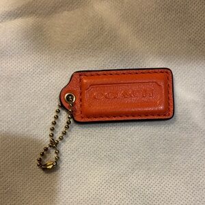 Coach Vibrant Orange/Coral Leather Tag Charm
